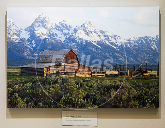 Old Morman Barn On Display in Studio  24x36 Canvas