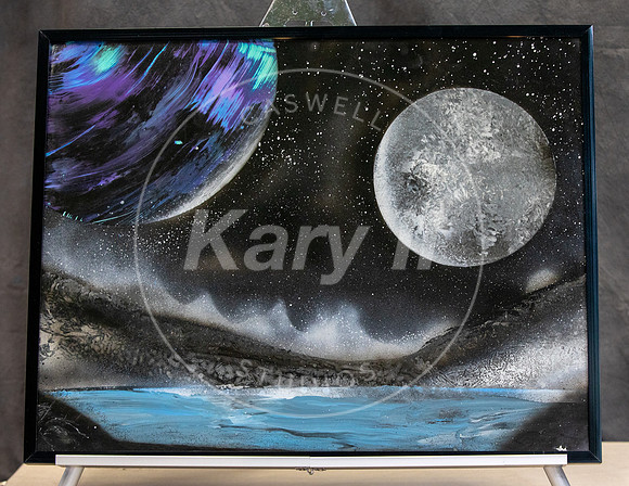 Spray Paint Art In Studio framed 14x18
